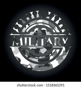 Military grey camouflage emblem. Vector Illustration.