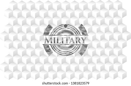 Military grey emblem with cube white background