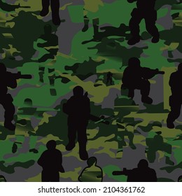 Military grunge seamless pattern. Green army background. Ideal for textile, fabric, sport wear and more
