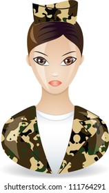 Military guy in form. Vector icon