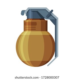 Military Hand Grenade, Combat Weapon Object Flat Style Vector Illustration