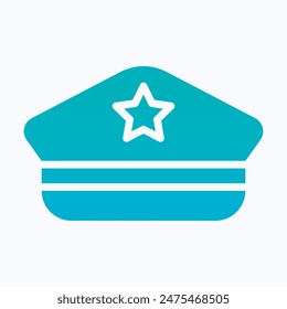 Military Hat, Army Hat Vector Icon. Isolated Gradient Vector Icon.