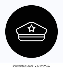 Military Hat, Army Hat Vector Icon. 