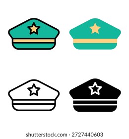 Sombrero militar, ícono de Vector del sombrero del ejército. Adecuado Para App Móviles, App De Web Y Medios Impresos. Múltiples iconos de estilo, 