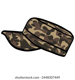 Military Hat Camo Camouflage Cap Vector Illustration