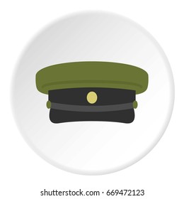 Military hat icon in flat circle isolated on white background vector illustration for web