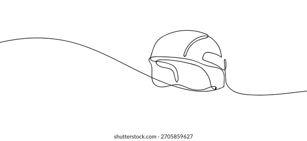 Militärhut in einer durchgehenden Linie, eine Zeile, Vektorgrafik.