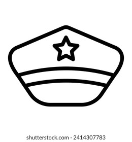 Diseño de icono de línea de Sombrero Militar