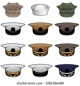 Military Hats Vector Illustration