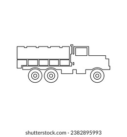 Military Heavy Cargo Truck or  2½-ton cargo truck in outline icon. Vector illustration of war design element in trendy style. Editable graphic resources for many purposes.