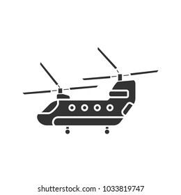 Military helicopter glyph icon. Silhouette symbol. Negative space. Vector isolated illustration