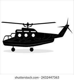 Military helicopter icon bright black flat sketch