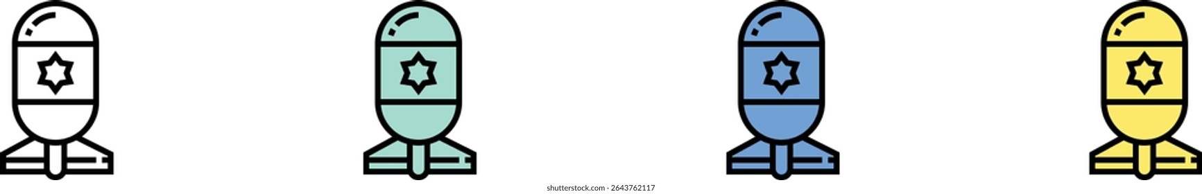 military helicopter icon. Outline, Green, Blue and Yellow Style Design Isolated On White Background