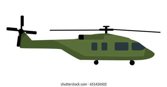 Military Helicopter Icon. Transport Army Chopper In Camouflage Color Vector Illustration Isolated On White Background. Modern Armament Of Army Air Forces. For Military Concepts, Infographics Design