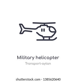 military helicopter outline icon. isolated line vector illustration from transport-aytan collection. editable thin stroke military helicopter icon on white background