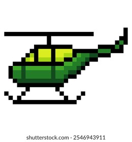 Helicóptero militar em estilo pixel art