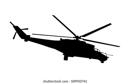 Military Helicopter Silhouette Isolated On White