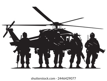 Military Helicopter Silhouette white background