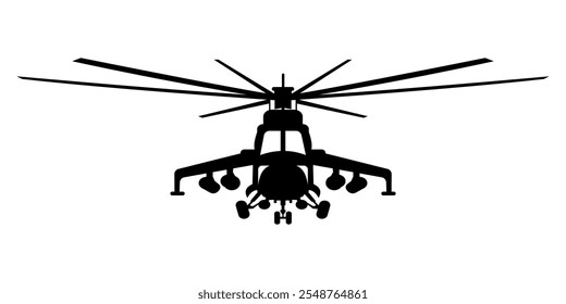 Military Helicopter Silhouette white background