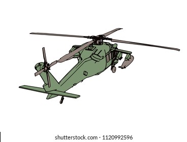 Military Helicopter Drawing Army Vehicle Cartoon Stock Vector (Royalty ...