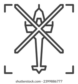 Military Helicopter vector concept linear icon or symbol - top view