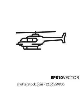 Military helicopter vector line icon. Air force heli outline symbol.