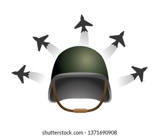 military helmet and airplane