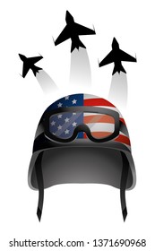 military helmet and airplane