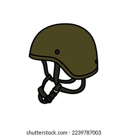 military helmet doodle icon, vector illustration