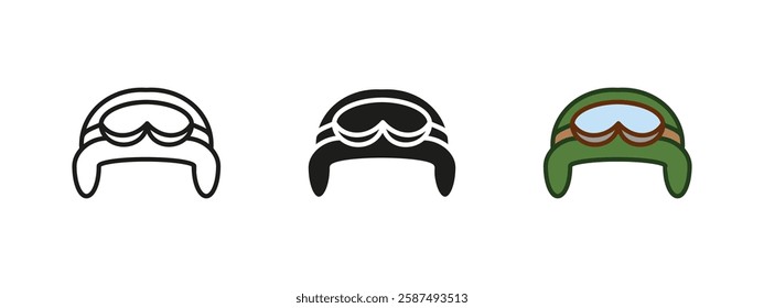 Military helmet icon. Protective army headgear for soldiers. Tactical combat helmet vector illustration. War defense equipment for security. Camouflage battle uniform gear.