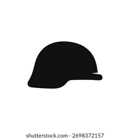 Icono de casco militar. Vector. Diseño plano. Silueta negra.