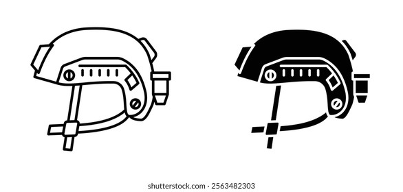 Military Helmet icons in outline and fill. vector illustration for ui.