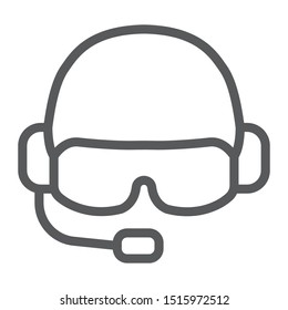 Military helmet line icon, army and military, soldier hat sign, vector graphics, a linear pattern on a white background, eps 10.