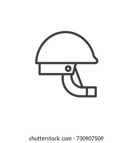 Military helmet line icon, outline vector sign, linear style pictogram isolated on white. Symbol, logo illustration. Editable stroke
