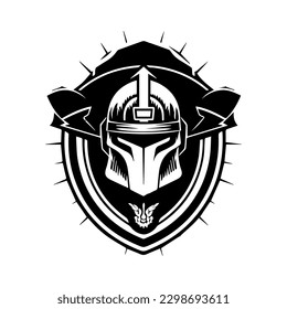 Military helmet logo design is strong and bold, perfect for brands that want to showcase toughness and resilience.