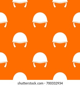 Military helmet pattern repeat seamless in orange color for any design. Vector geometric illustration
