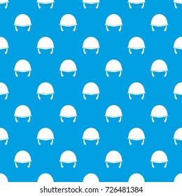 Military helmet pattern repeat seamless in blue color for any design. Vector geometric illustration
