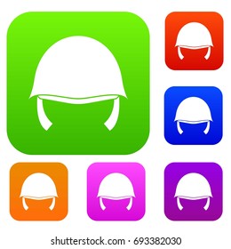 Military helmet set icon in different colors isolated vector illustration. Premium collection
