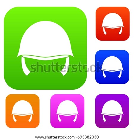 Military helmet set icon in different colors isolated vector illustration. Premium collection