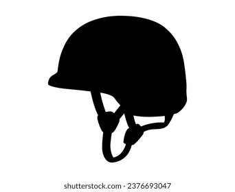 Military helmet silhouette vector art white background