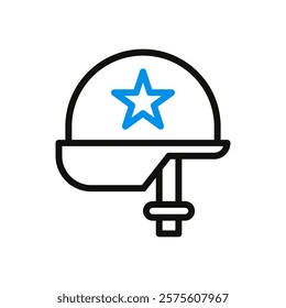 Military Helmet with Star Icon Illustration