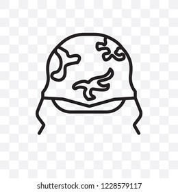 Military Helmet vector linear icon isolated on transparent background, Military Helmet transparency concept can be used for web and mobile