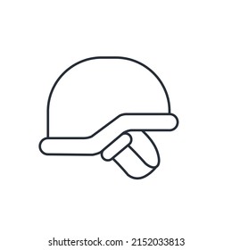 Military helmet. Vector linear icon isolated on white background.