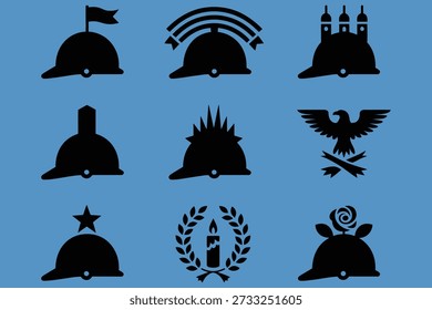 Cascos militares y emblemas Colección negro azul