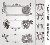 military heraldic banners with weapon and lions
