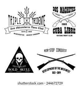 Military hipster design elements - guns, machete, tridents, razors,knives - stock vector