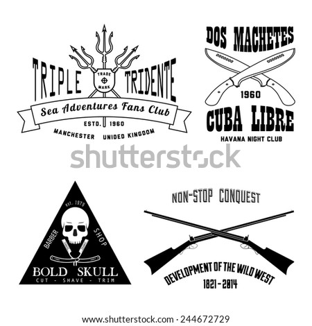 Military hipster design elements - guns, machete, tridents, razors,knives - stock vector