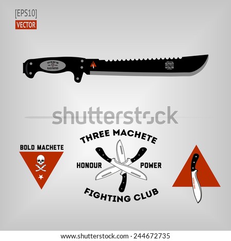 Military hipster design elements - guns, machete, tridents, razors,knives - stock vector