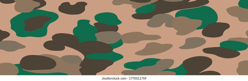 Military or hunting panoramic khaki geometric seamless pattern - Vector illustration