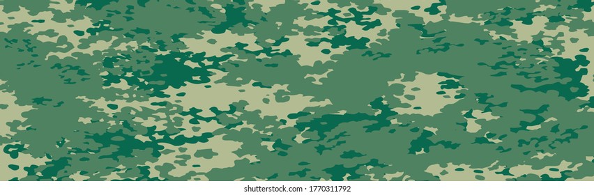 Military or hunting panoramic khaki geometric seamless pattern - Vector illustration